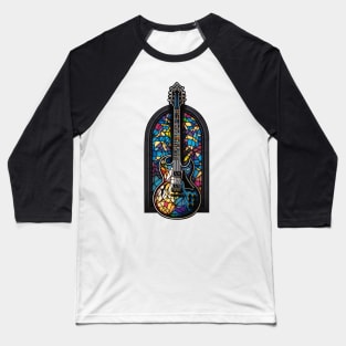 Vintage Stained Glass Guitar Gifts Guitarist Concert Guitar Baseball T-Shirt